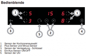 Grafik der Bedienblende vom Induktionskochfeld im Ferienhaus Lea